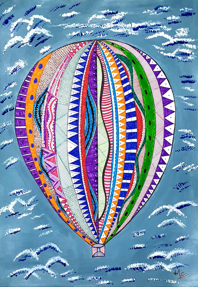 Birds eye view (ART_8017_56223) - Handpainted Art Painting - 13in X 18in